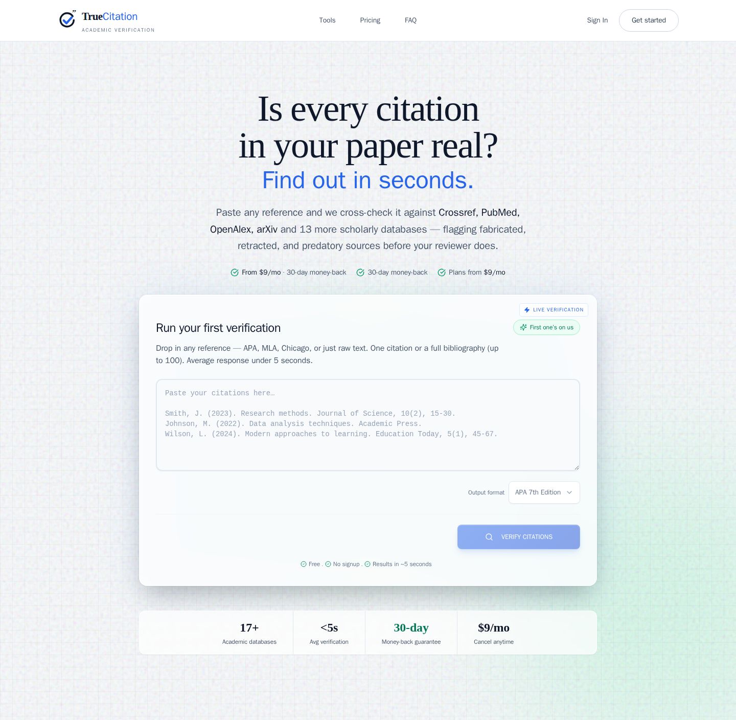TrueCitation website preview