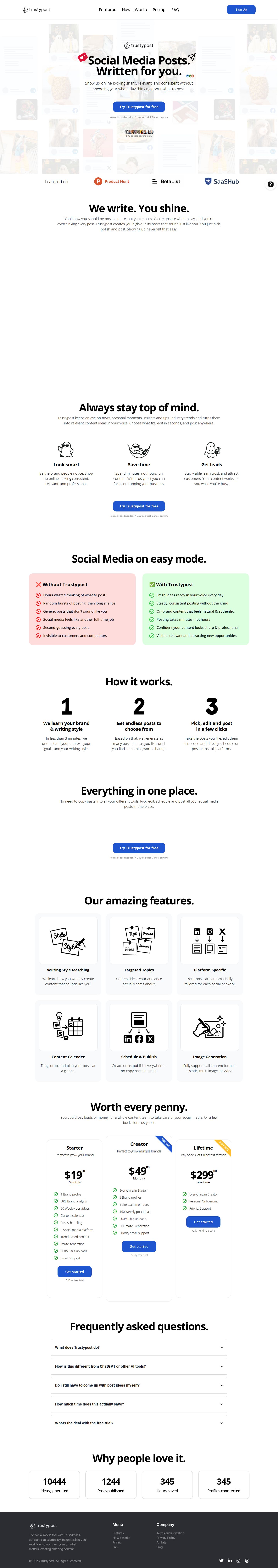 trustypost.ai website preview