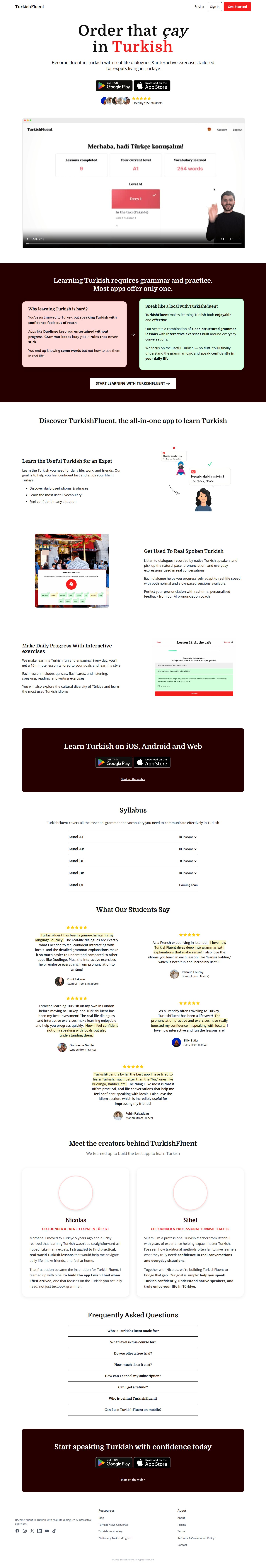 TurkishFluent website preview