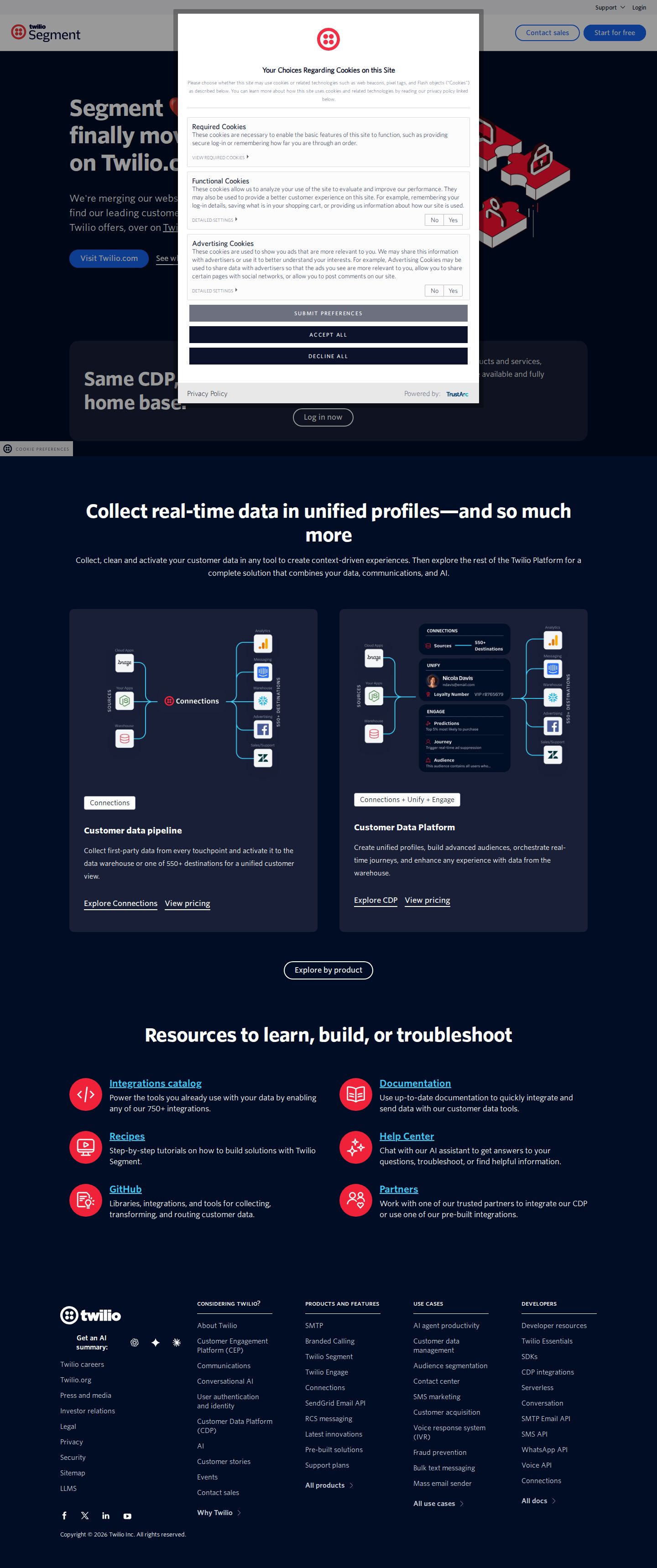 Segment website preview