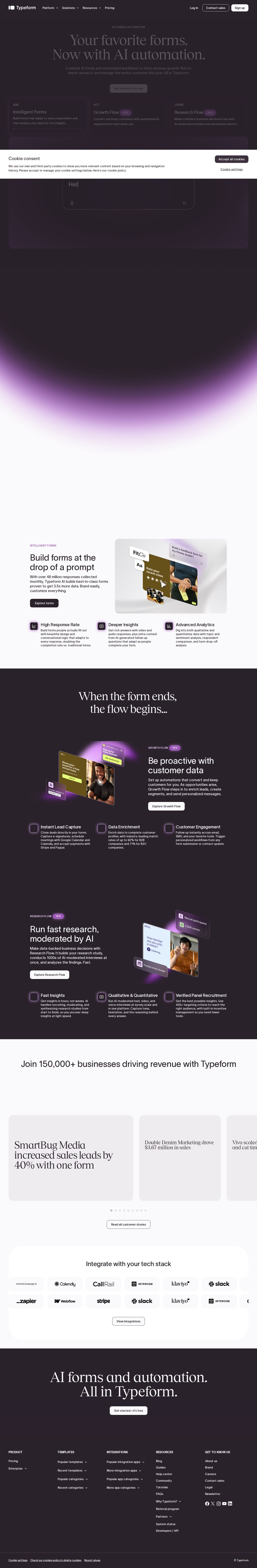 Typeform website preview