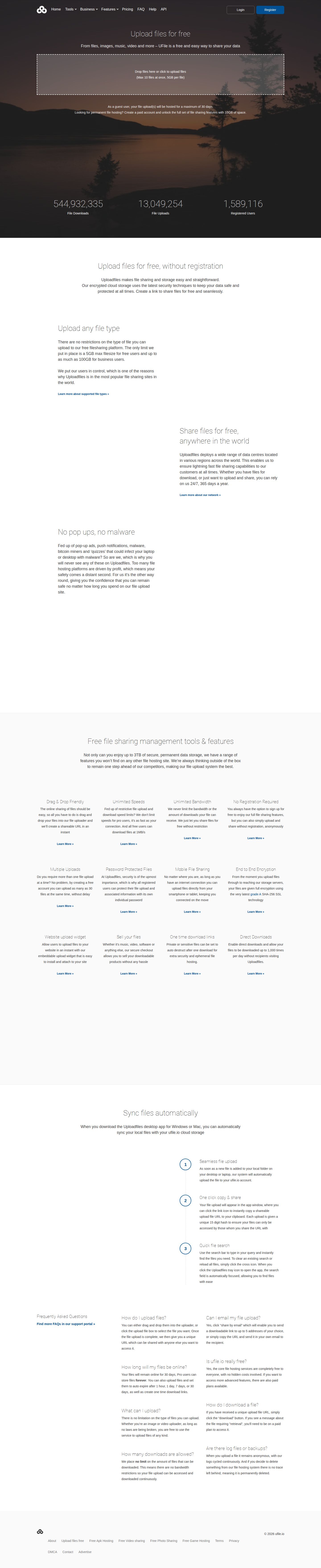 Ufile.io website preview