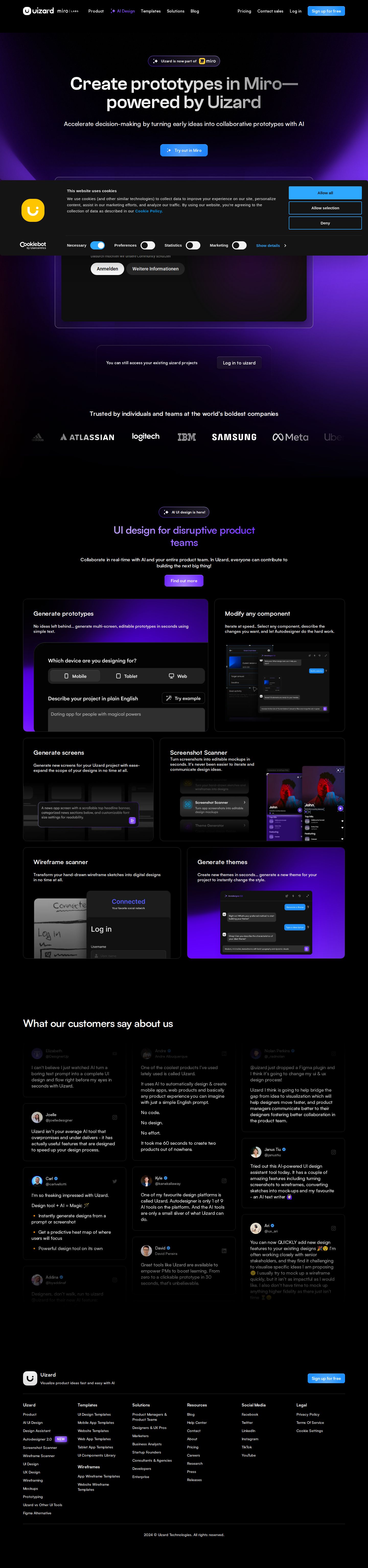 Uizard website preview