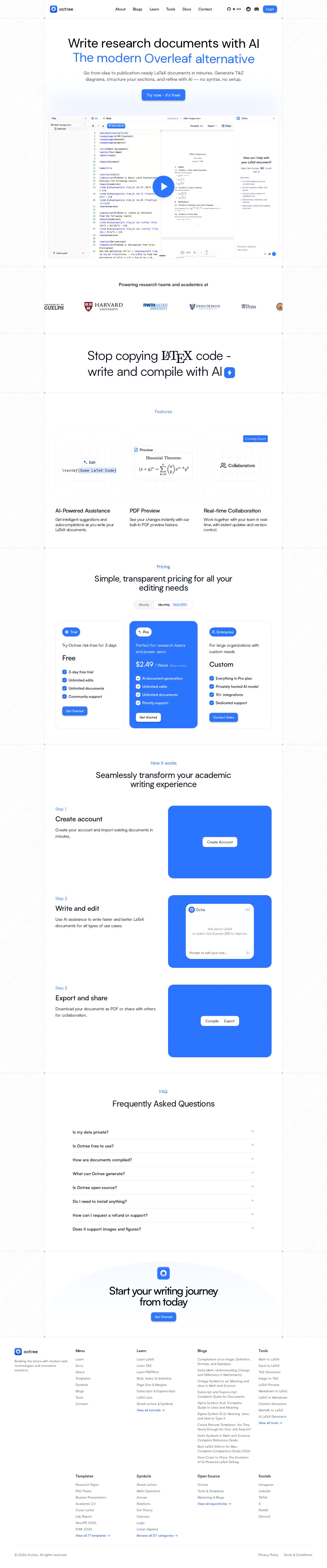 Octree website preview