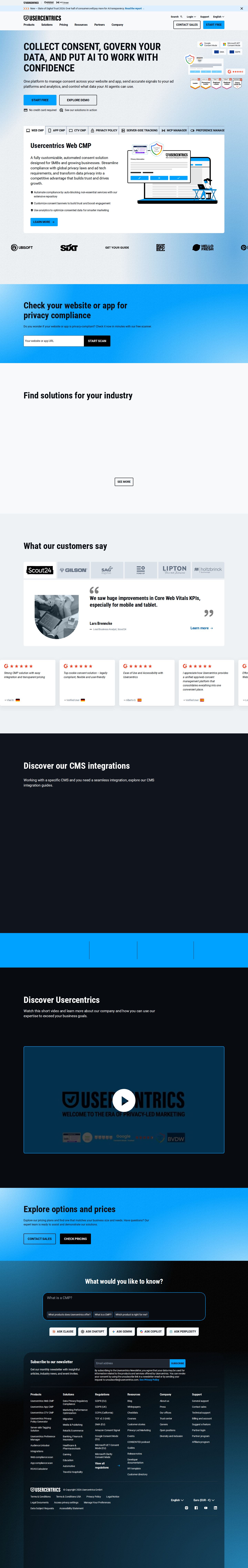 Usercentrics website preview