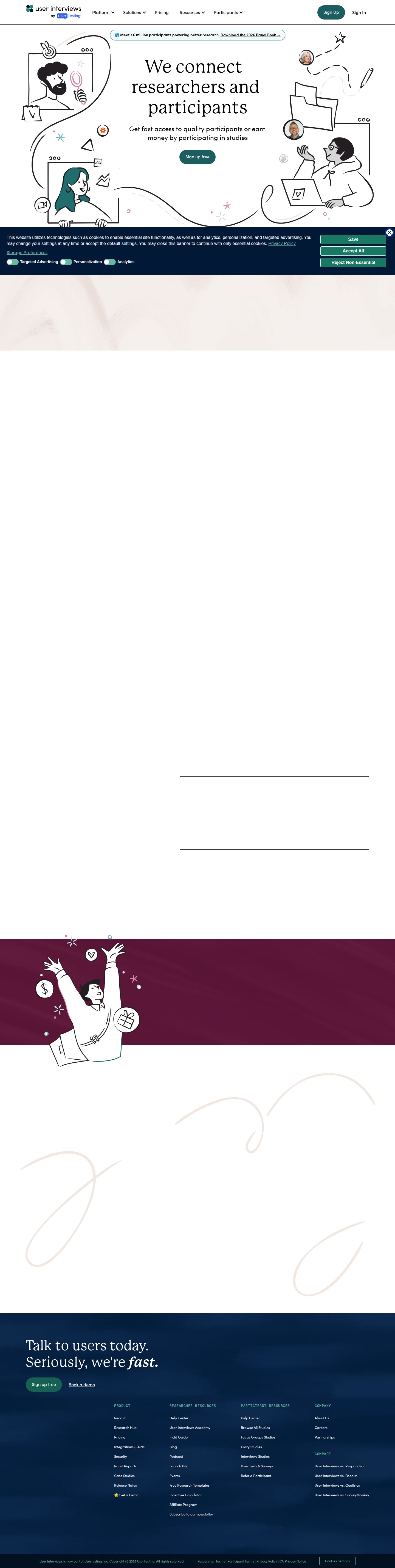 User Interviews website preview