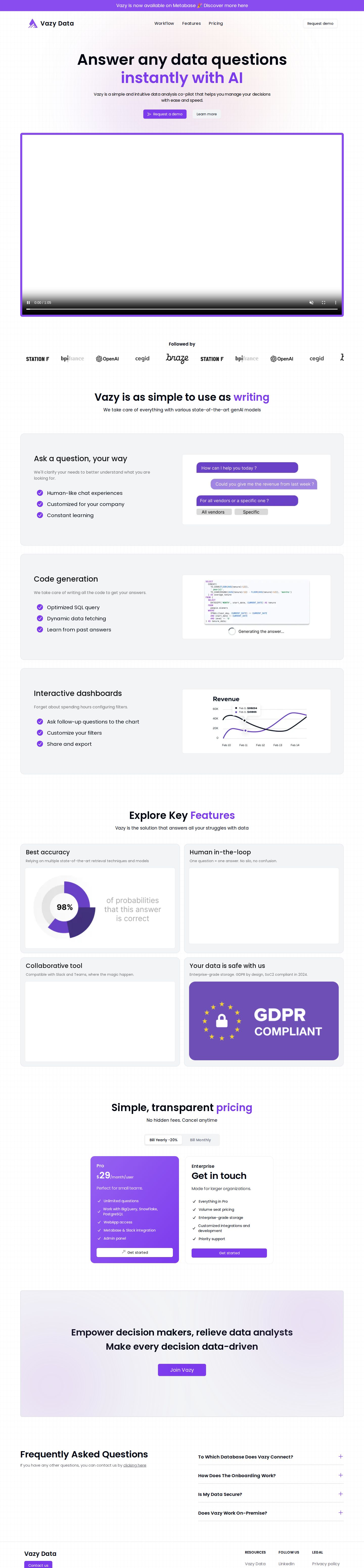 Vazy website preview
