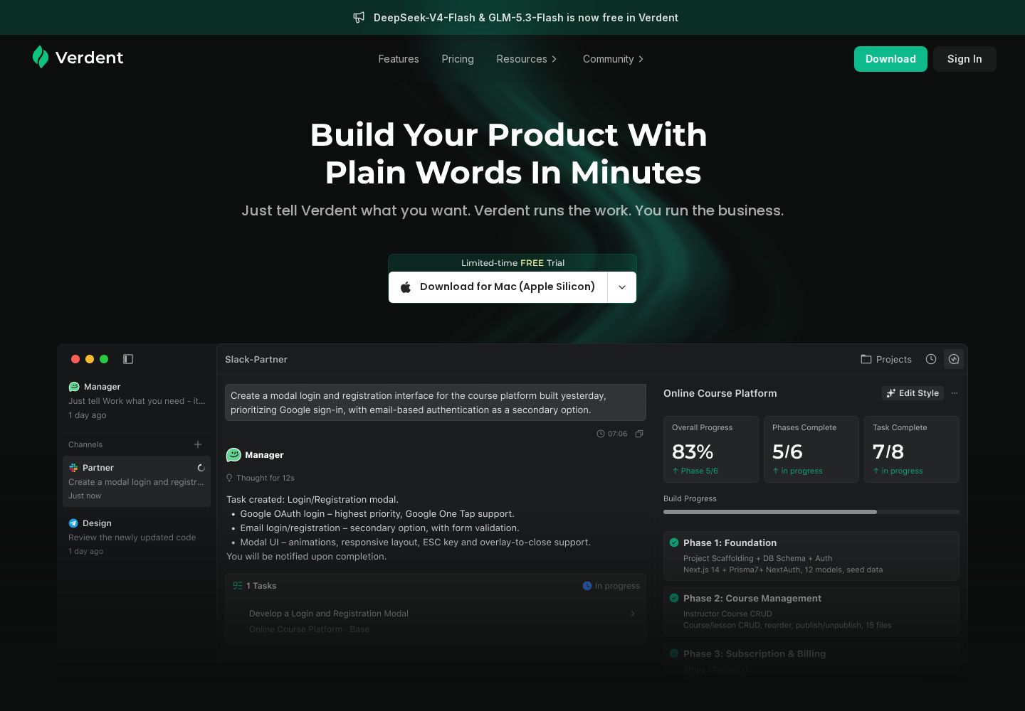 Verdent website preview