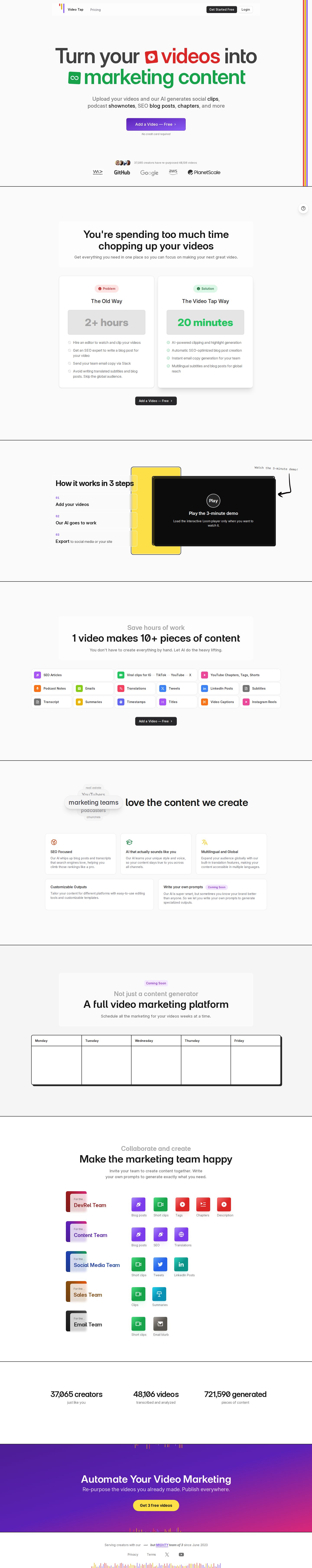 Video Tap website preview