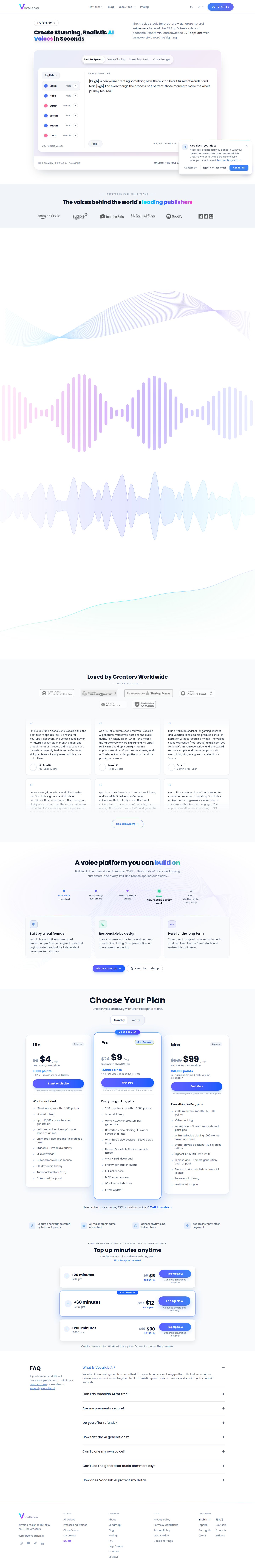Vocallab AI website preview