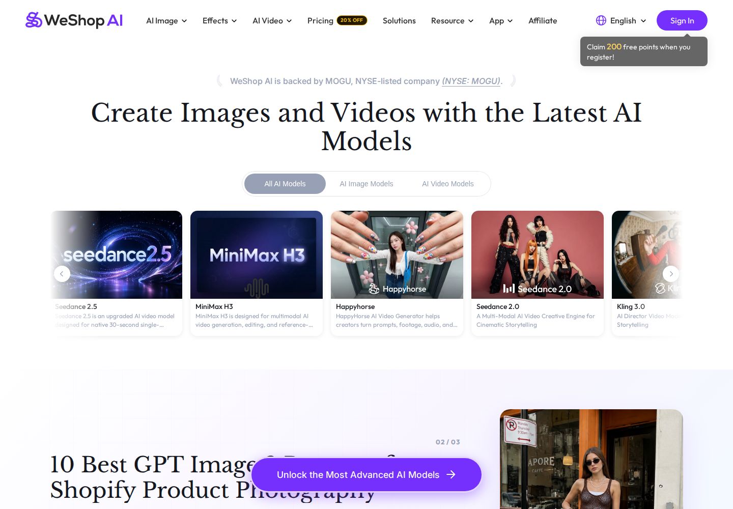 WeShop AI website preview