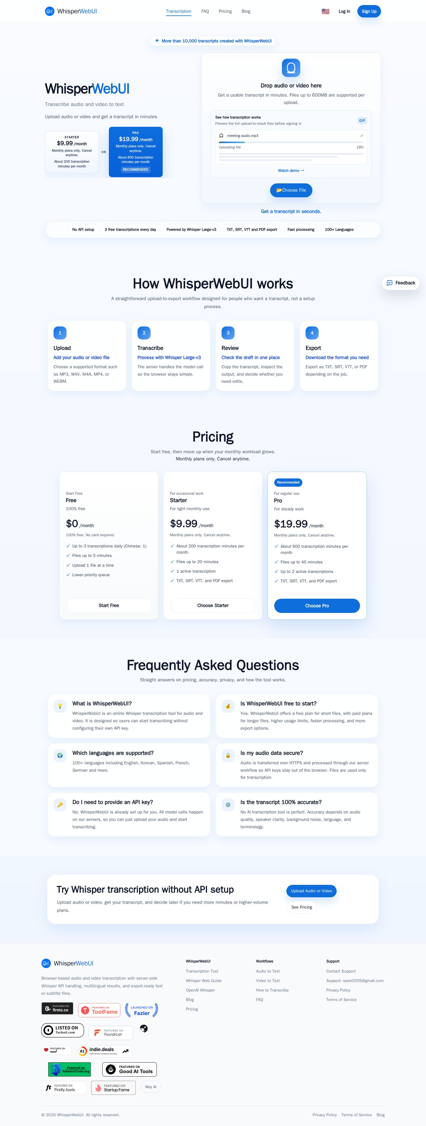 WhisperWebUI website preview