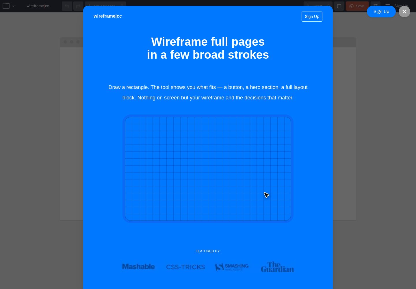 Wireframe.cc website preview
