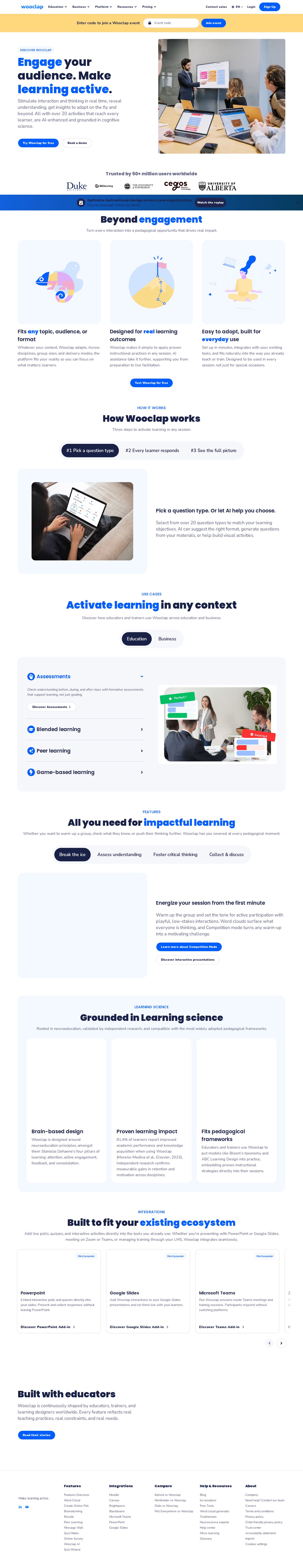 Wooclap website preview