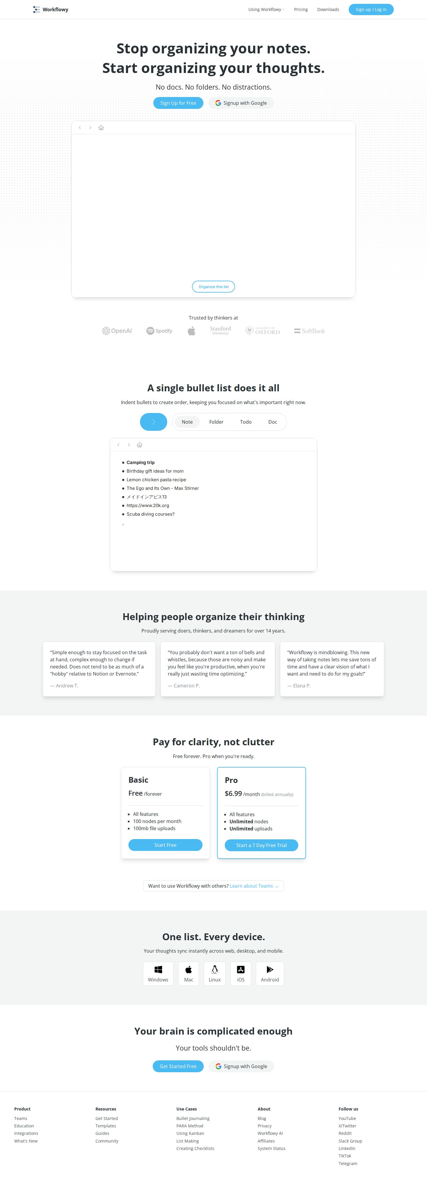 Workflowy website preview