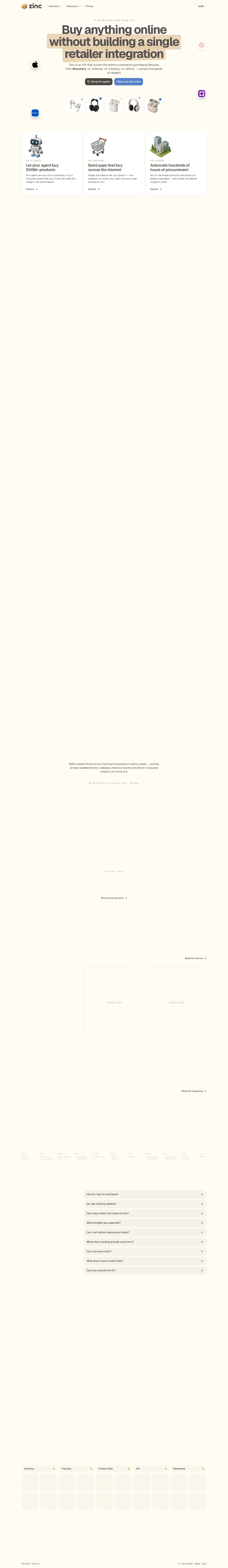 Zinc website preview